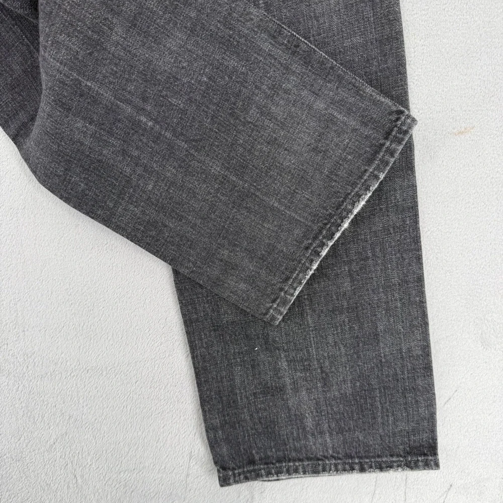 7 For All Mankind Men's Straight Jeans in Charcoal Gray with Orange Stitching